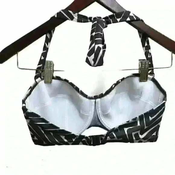 Fantasie  San Marino Geometric Twist Bikini Top Lycra Brown Gray Size 32DD NWT - Picture 4 of 12